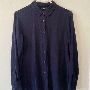 Uniqlo Blue Button Down Rayon Size Small